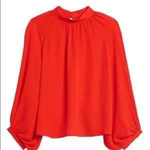 Banana Republic Red Balloon Sleeve Blouse